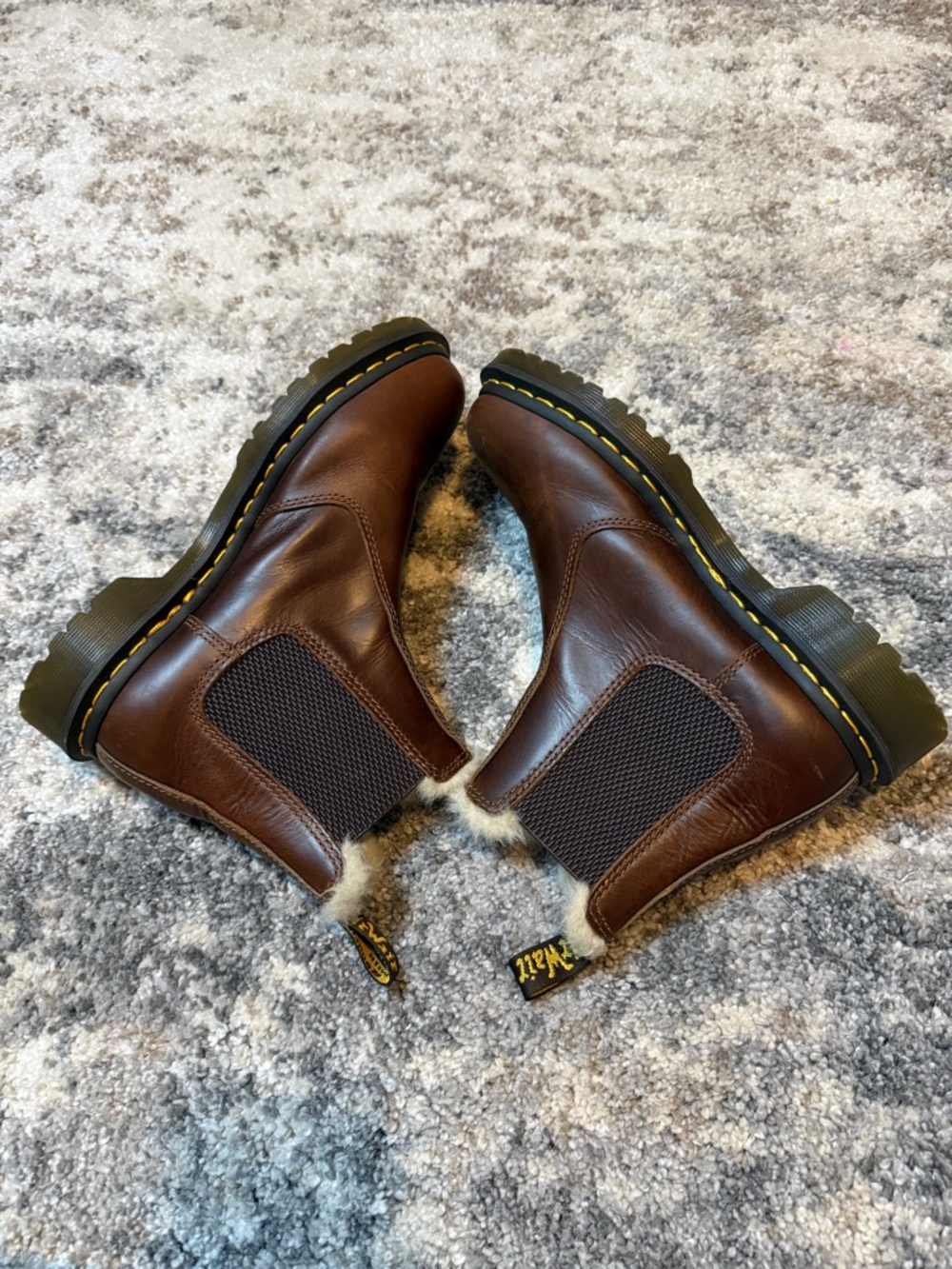 Dr. Martens Brown Leather Chelsea Boots with Shearling Trim - Picture 4 of 9